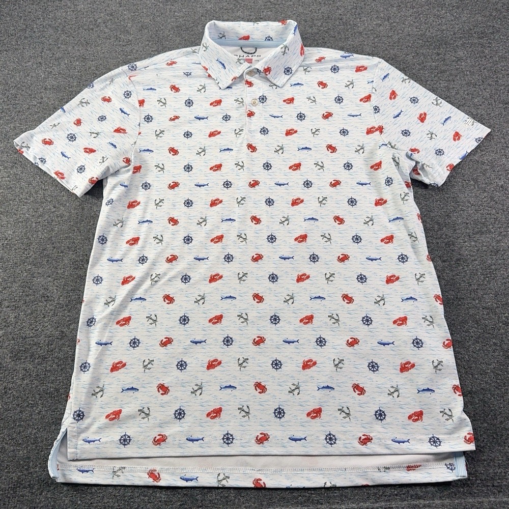 Chaps Everyday Performance Men's Polo Size Medium Nautical‎ EUC